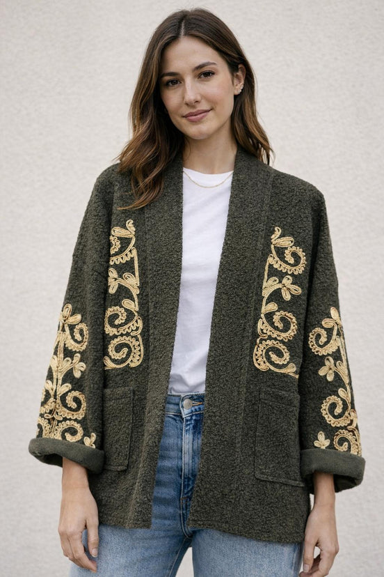 Open Cardigan Embroidered