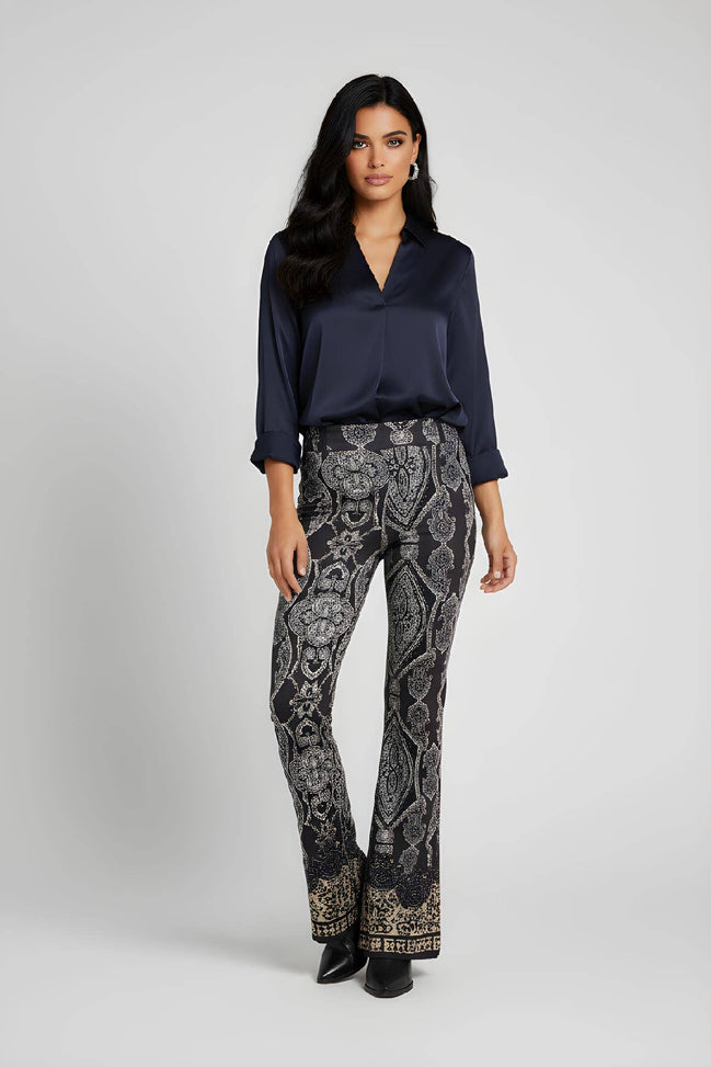Printed Flare Cotton Pants