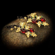 Black and Gold Flower Earrings
