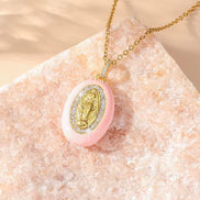 Virgin Mary Enamel Necklace