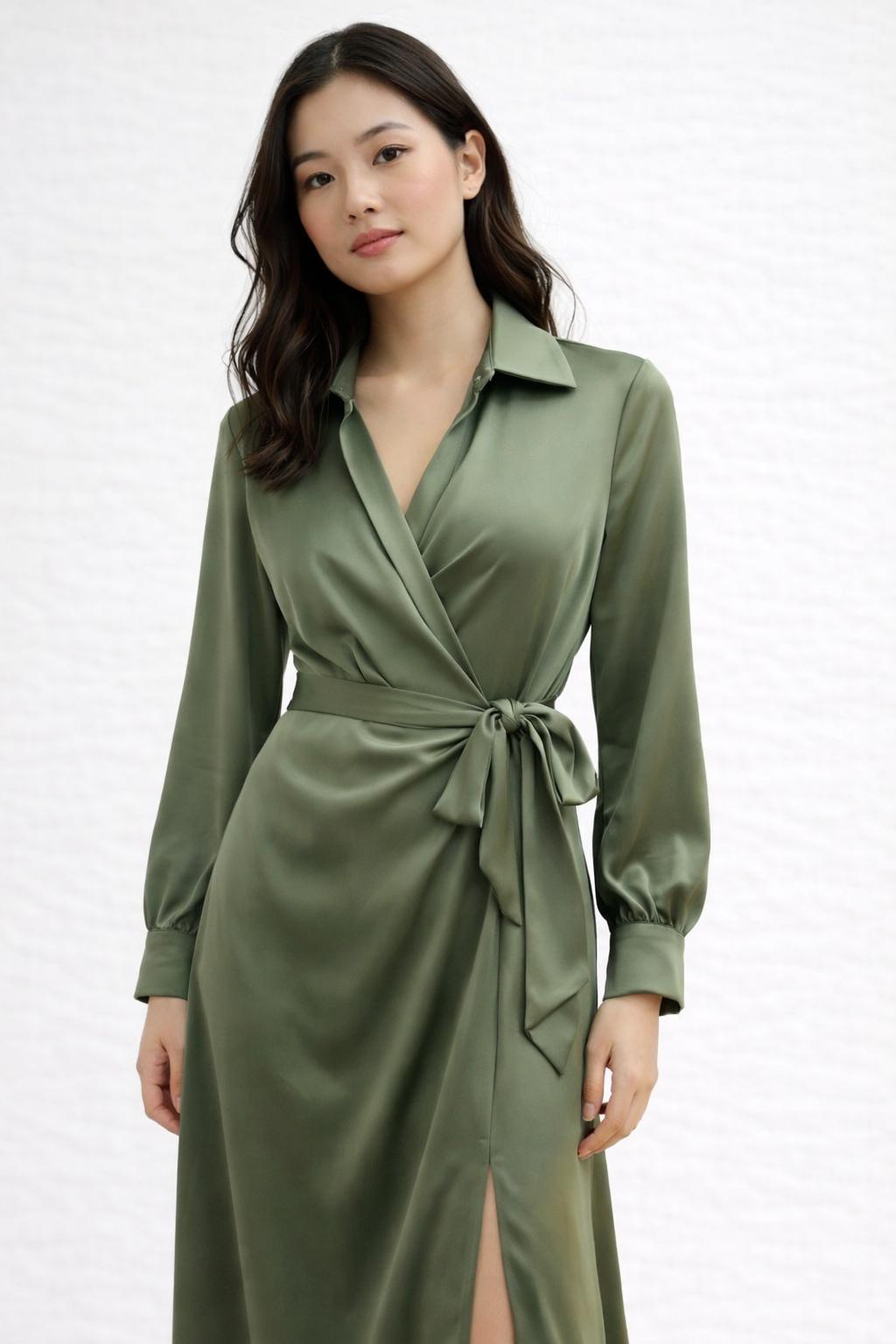 Satin Wrap Dress