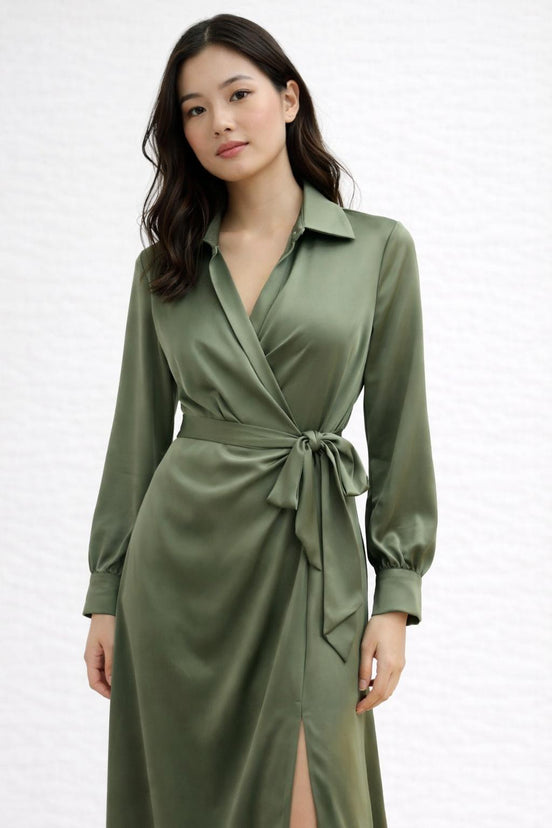 Satin Wrap Dress