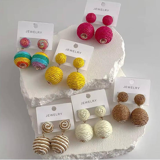 Ball Rafia Earrings
