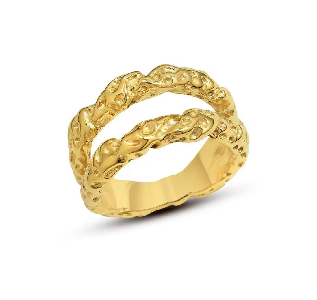 Gold Irregular Texture Ring