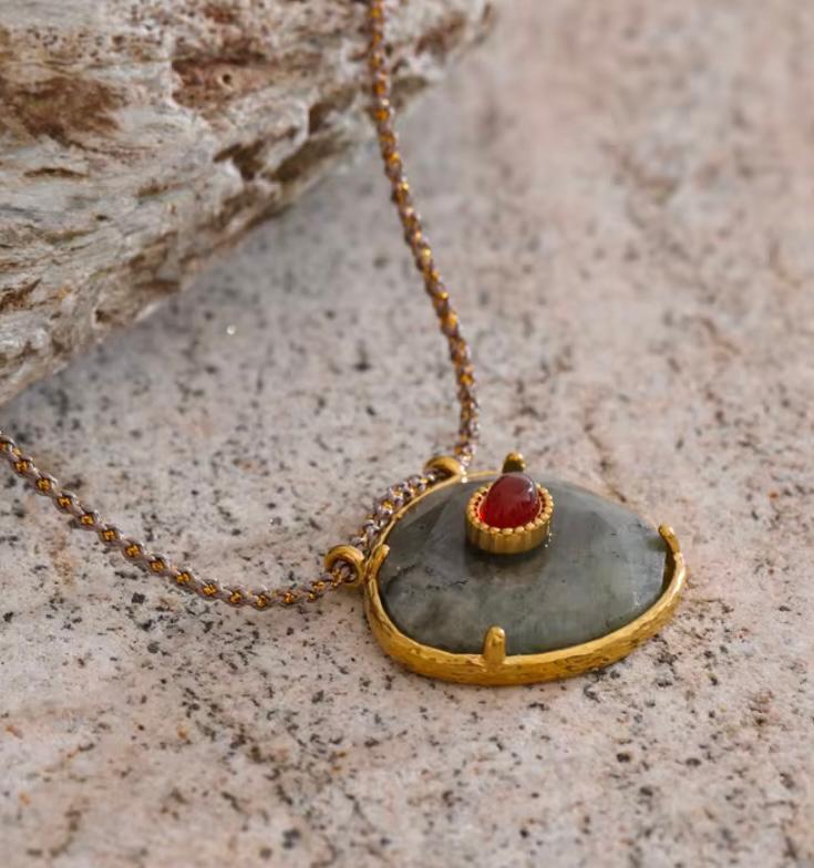 Grey Natural Stone Necklace