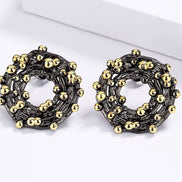 Gun Plated Nest Earrings