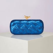 Woven Leather Rectangular Clutch