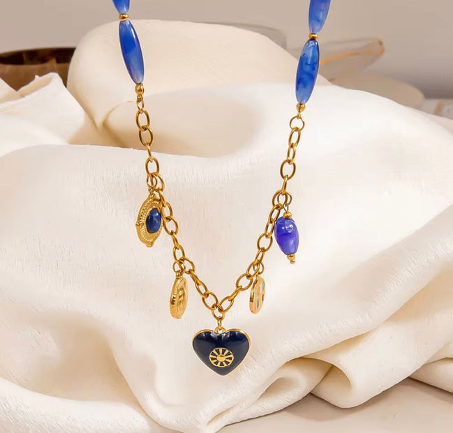 Ocean Blue Necklace with charms