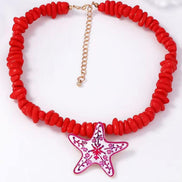 Red ceramic necklace with Star Pendant