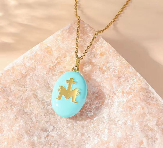 Virgin Mary Enamel Necklace