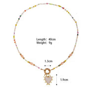 Enamel Heart & Natural Stones Necklace
