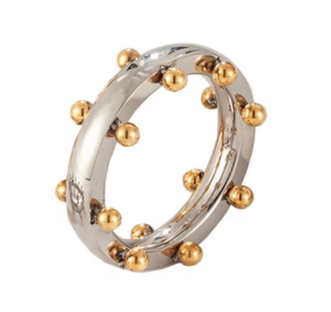 Gold and Silver Beaded Ring