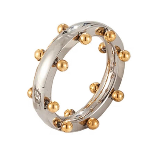 Gold and Silver Beaded Ring