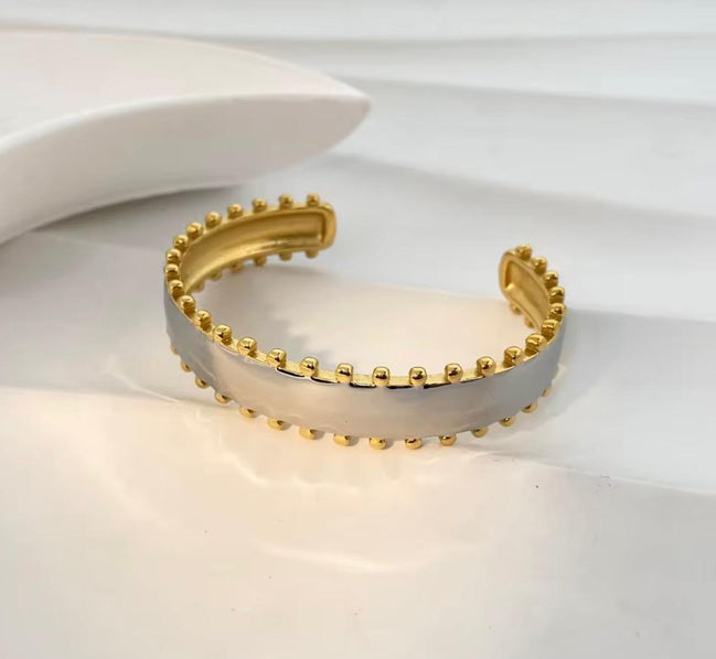 Gold and Silver Beaded Bangle