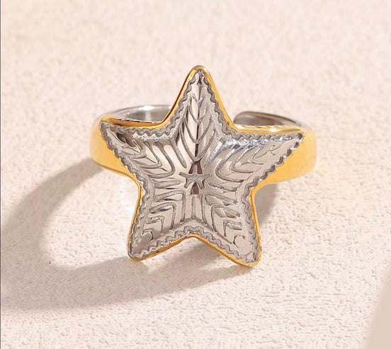 Gold and Silver Starfish Ring