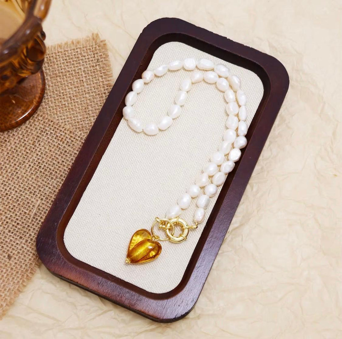 Freshwater Pearl & Heart Necklace