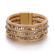 Layered Leather and Beads Bracelet