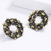 Gun Plated Nest Earrings