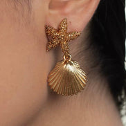 Starfish Shell Gold eEarrings
