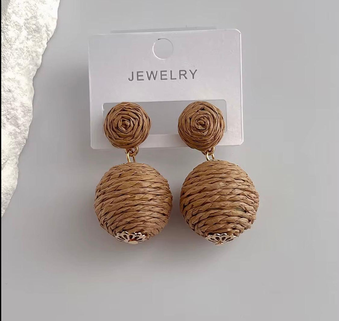Ball Rafia Earrings