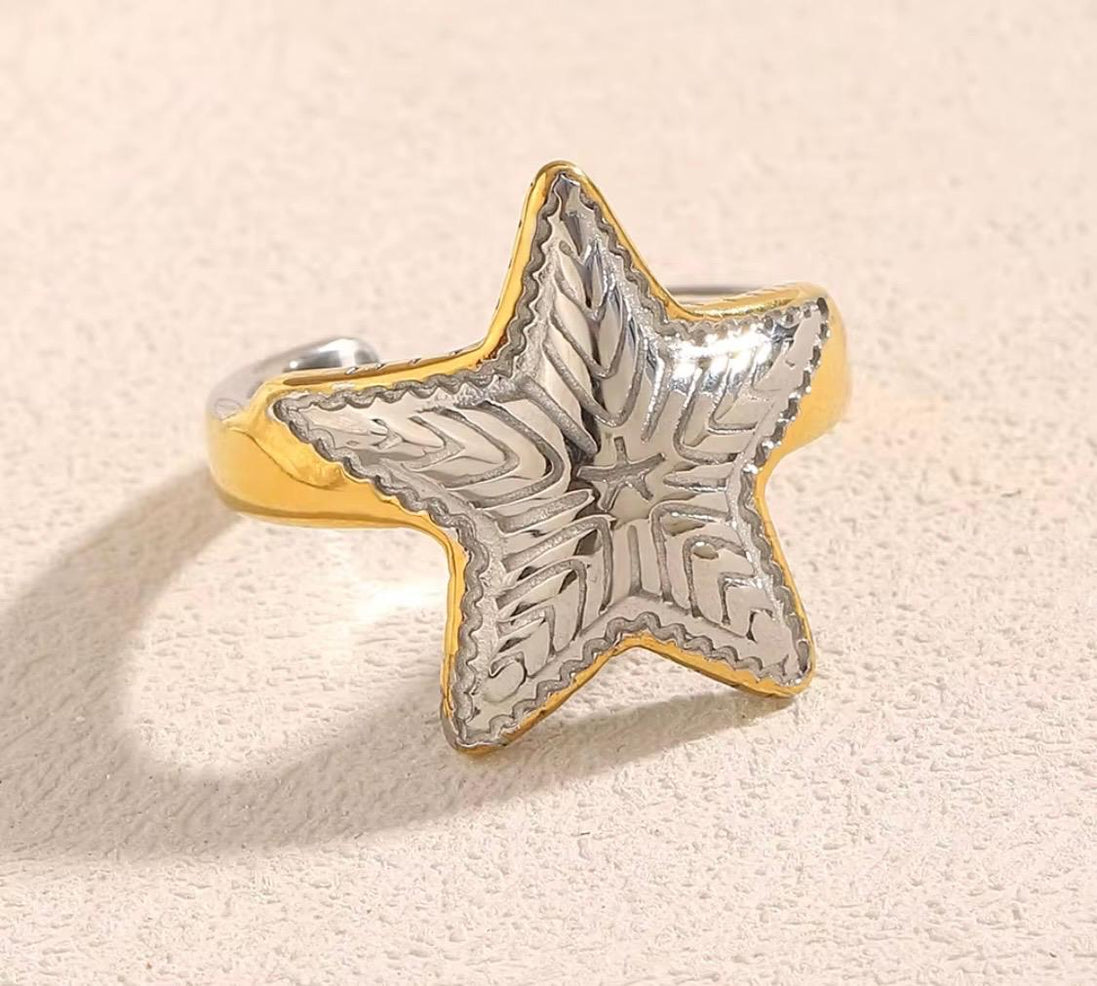Gold and Silver Starfish Ring