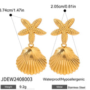 Starfish Shell Gold eEarrings
