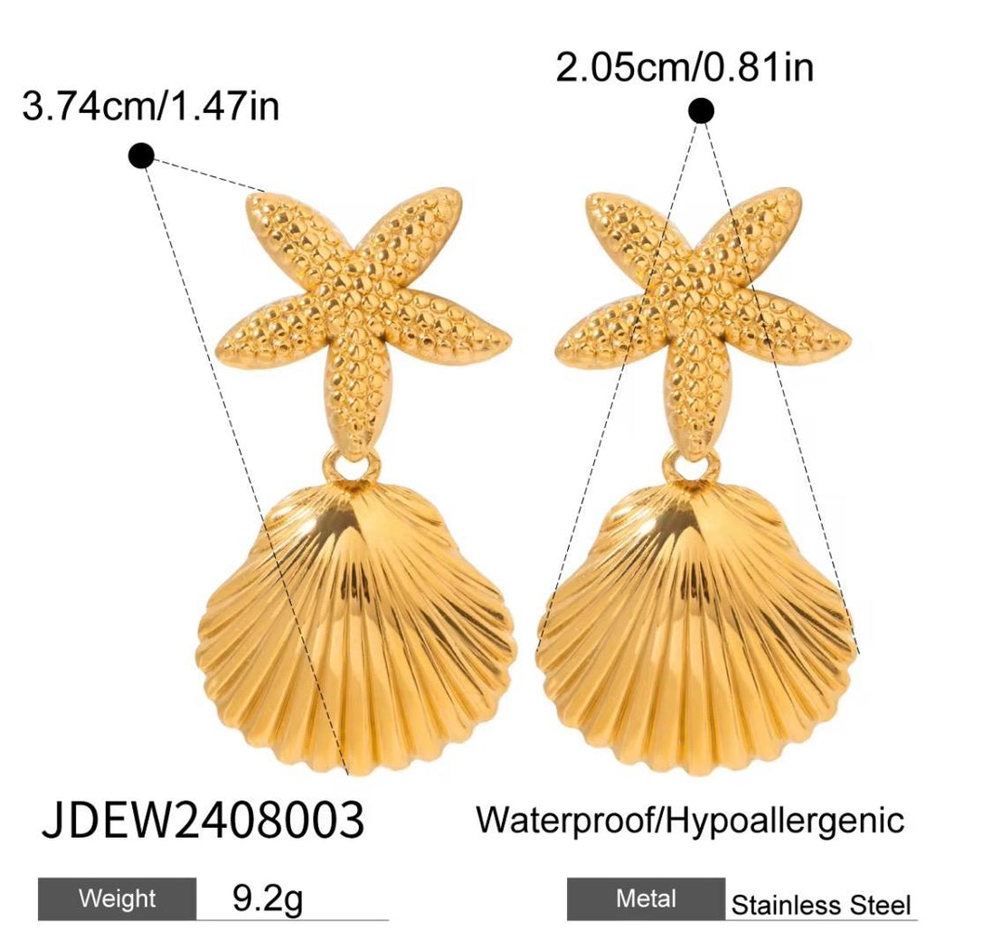 Starfish Shell Gold eEarrings