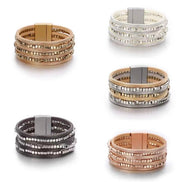 Layered Leather and Beads Bracelet