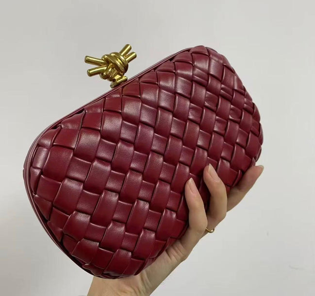 Woven Leather Hard Clutch