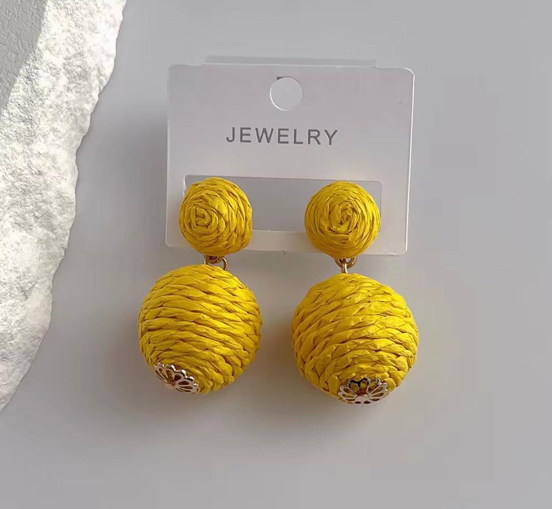 Ball Rafia Earrings