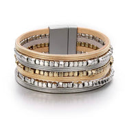 Layered Leather and Beads Bracelet