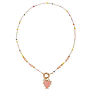 Enamel Heart & Natural Stones Necklace