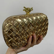 Woven Leather Hard Clutch