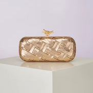 Woven Leather Rectangular Clutch