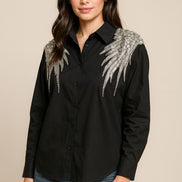 Shirt with Wings and Pearls