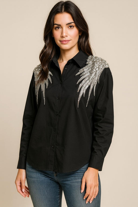 Shirt with Wings and Pearls