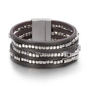 Layered Leather and Beads Bracelet