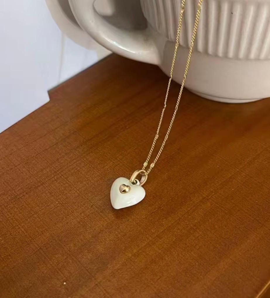 Enamel Heart Pendant Chain