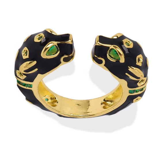 Black Panther Enamel Ring