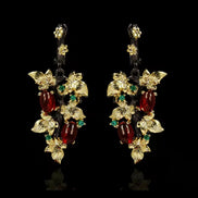 Black and Gold Flower Earrings