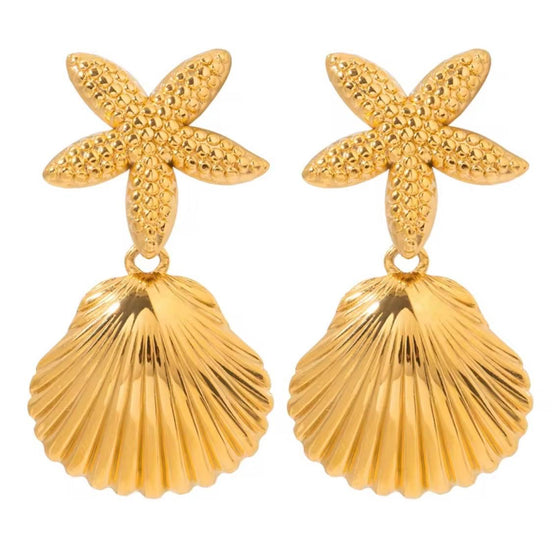 Starfish Shell Gold eEarrings