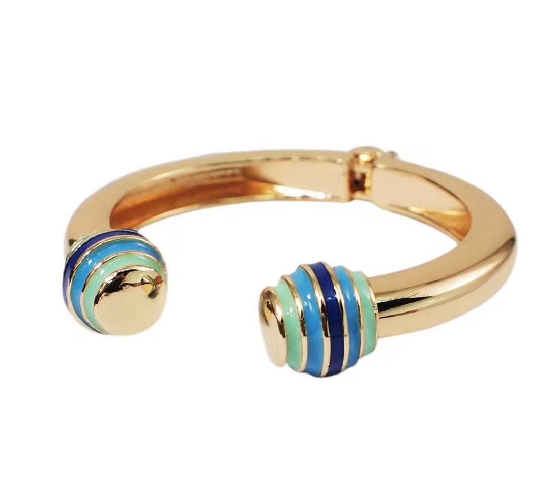 Gold and Enamel Ball Bangle