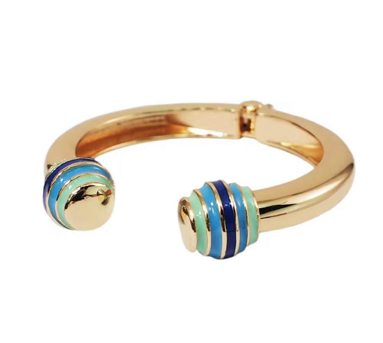 Gold and Enamel Ball Bangle