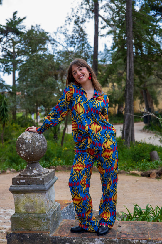 Blue Ikat Pijama Set