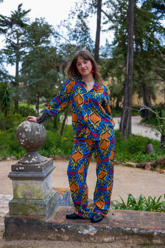 Blue Ikat Pijama Set