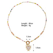 Enamel Heart & Natural Stones Necklace