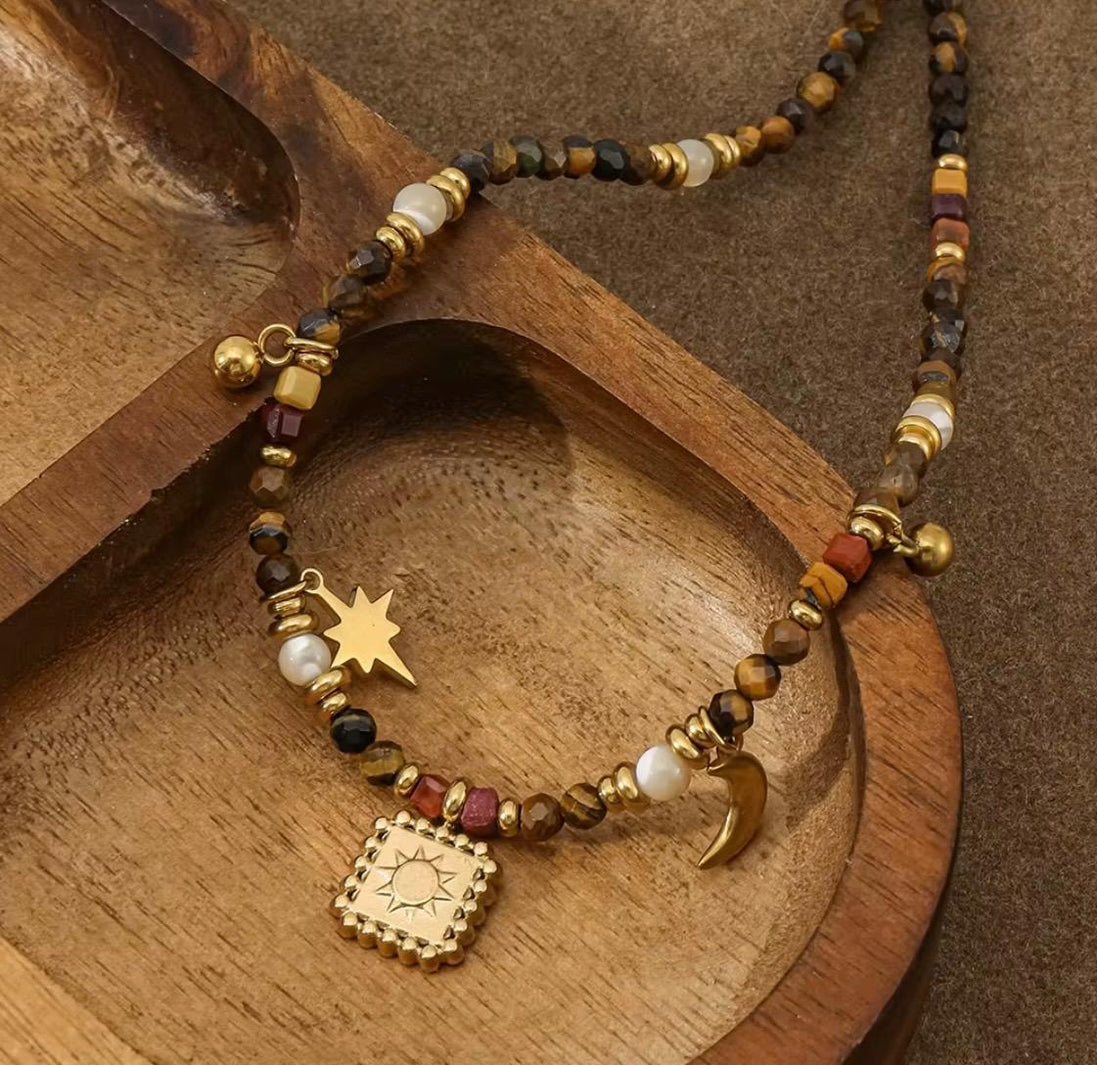 Natural Stone Beaded Necklace