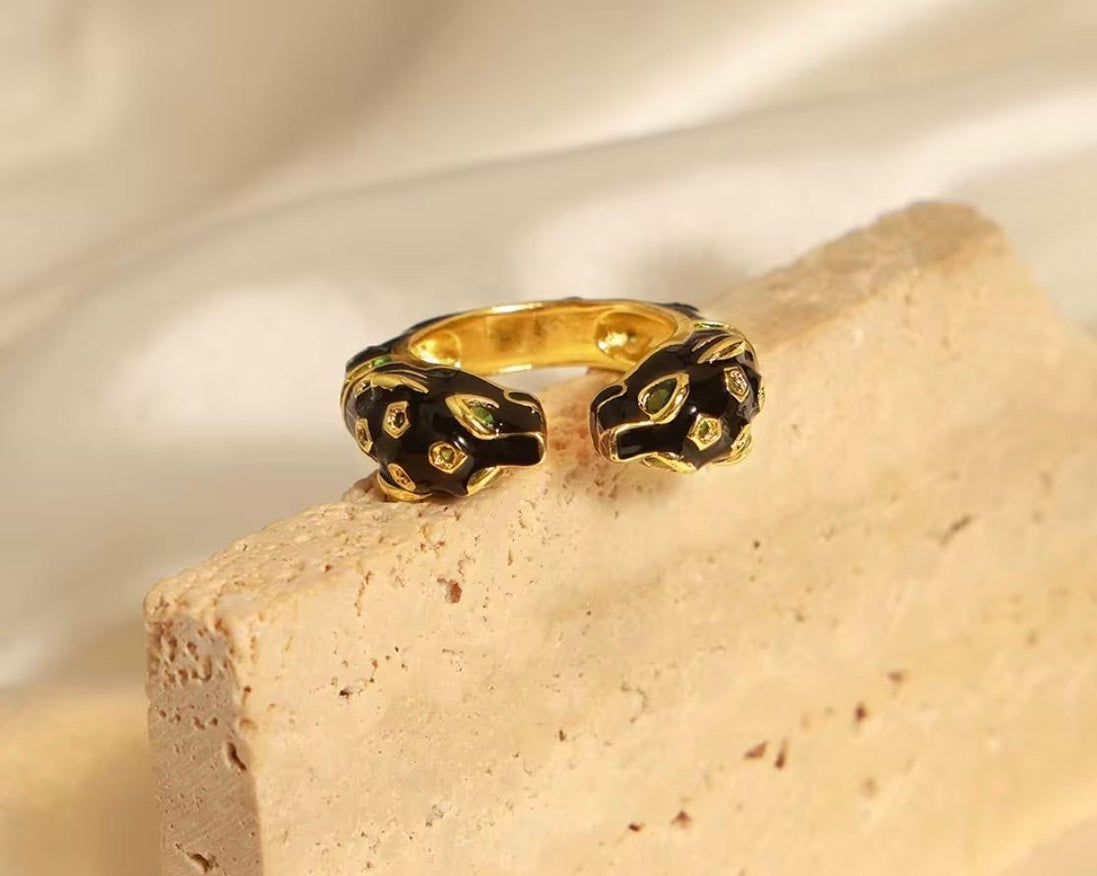 Black Panther Enamel Ring