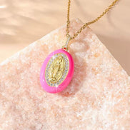 Virgin Mary Enamel Necklace