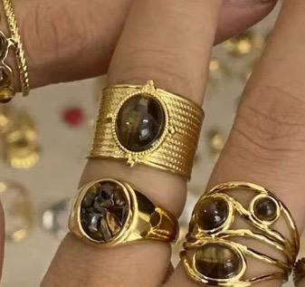 Gold Ring Brown Stone